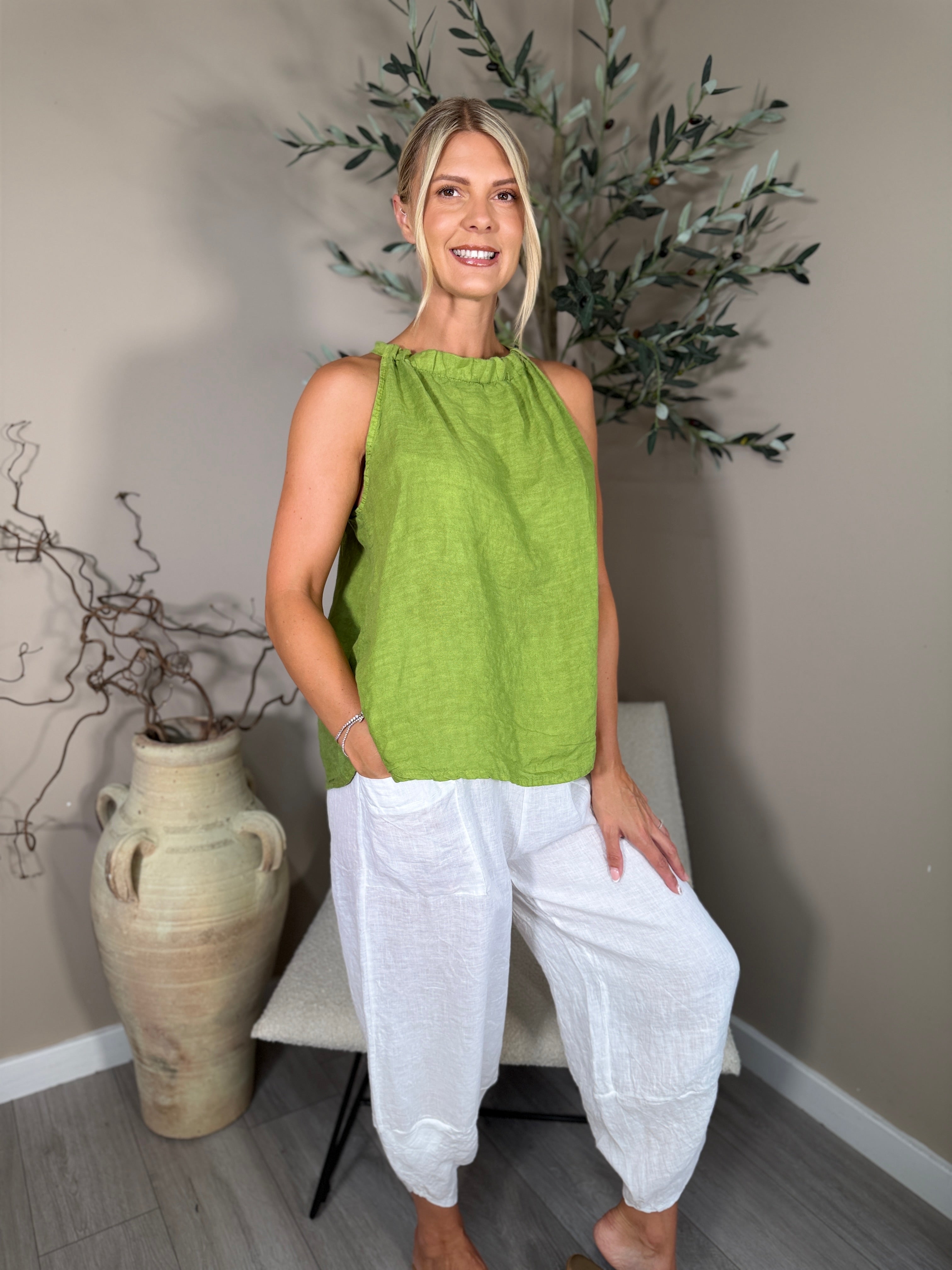 Roma Linen Halter Neck Top
