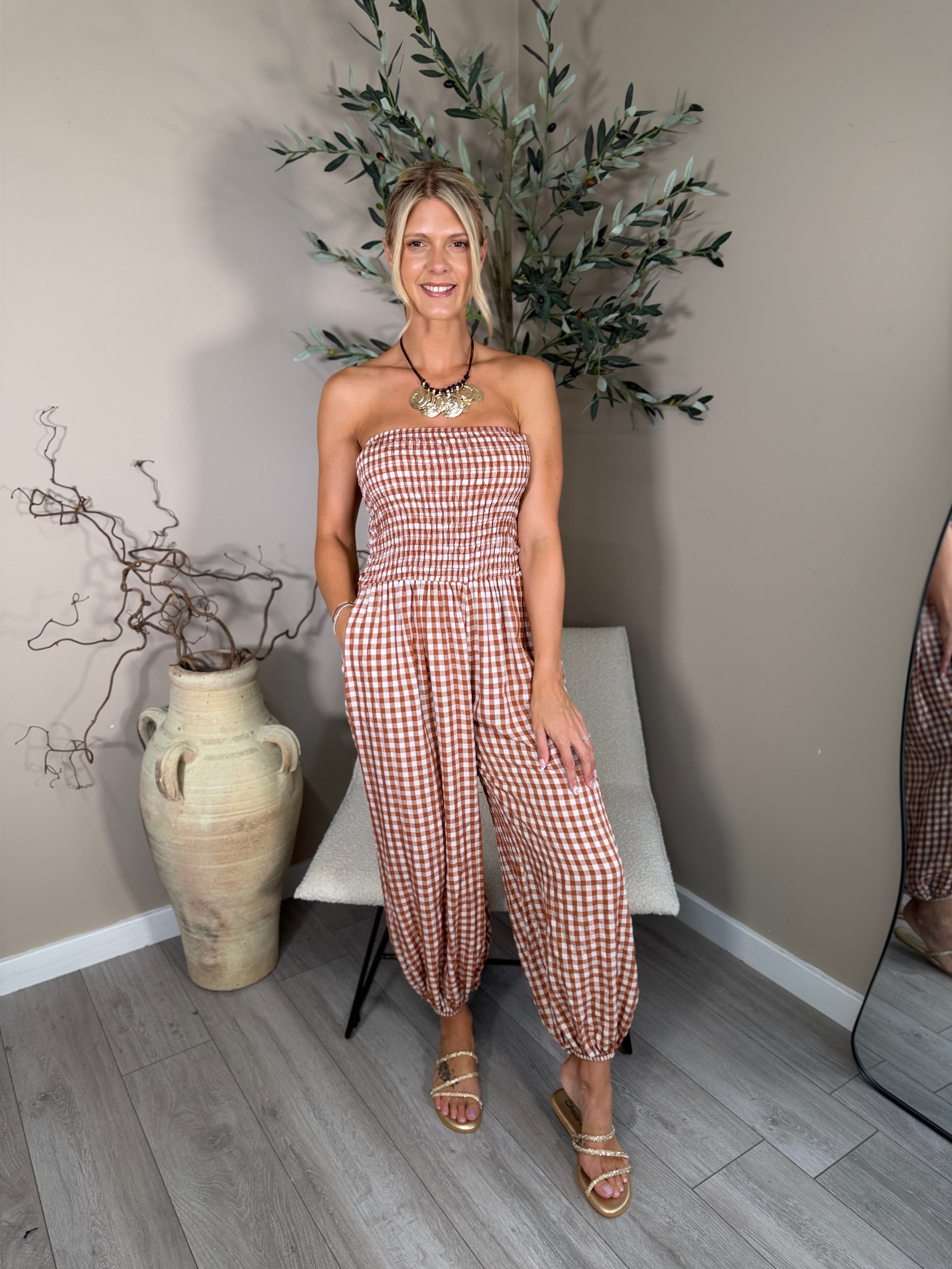 Genoa Gingham Jumpsuit