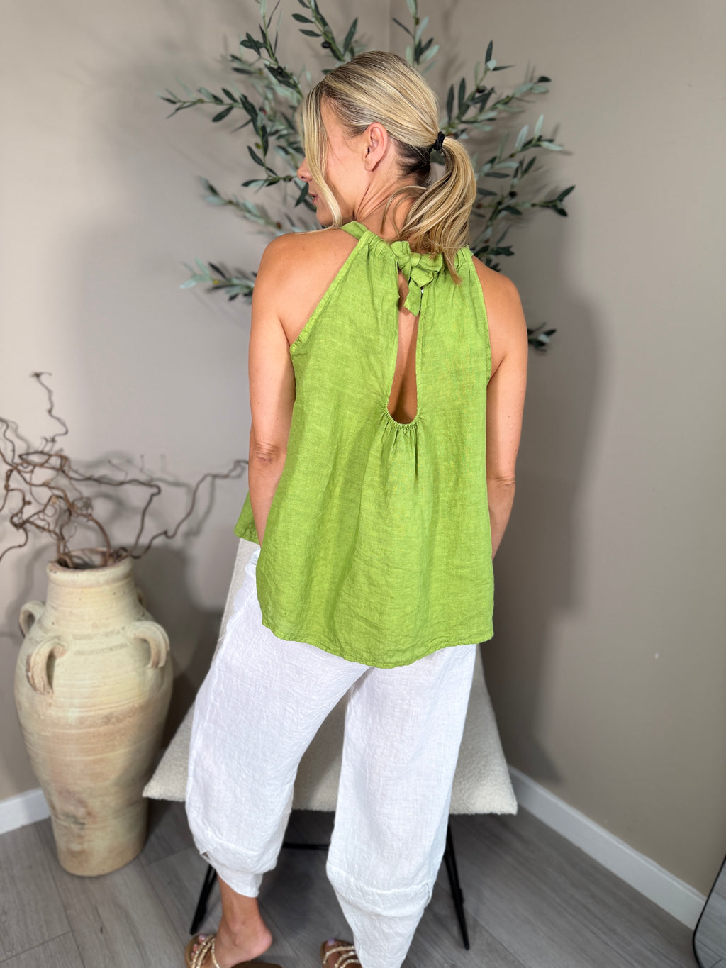 Roma Linen Halter Neck Top
