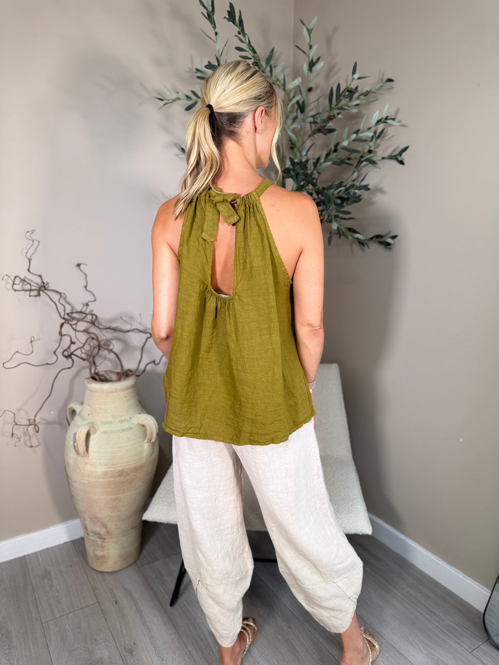 Roma Linen Halter Neck Top