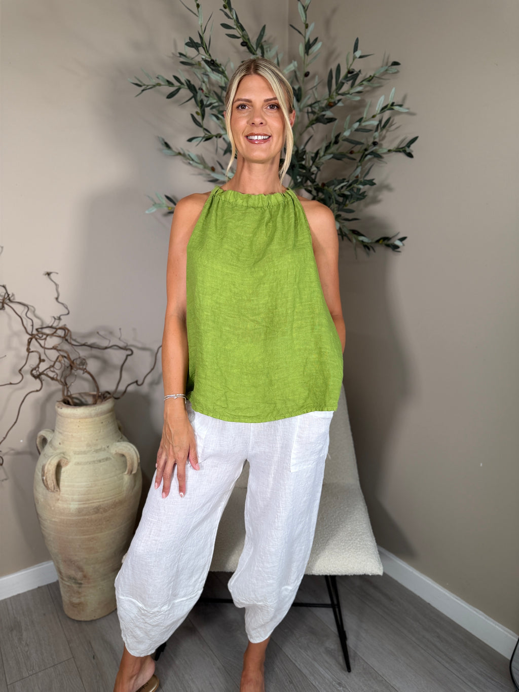 Roma Linen Halter Neck Top