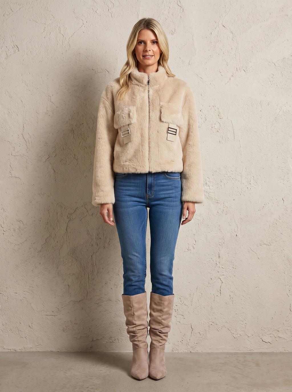 Finland Crop Faux Fur Jacket
