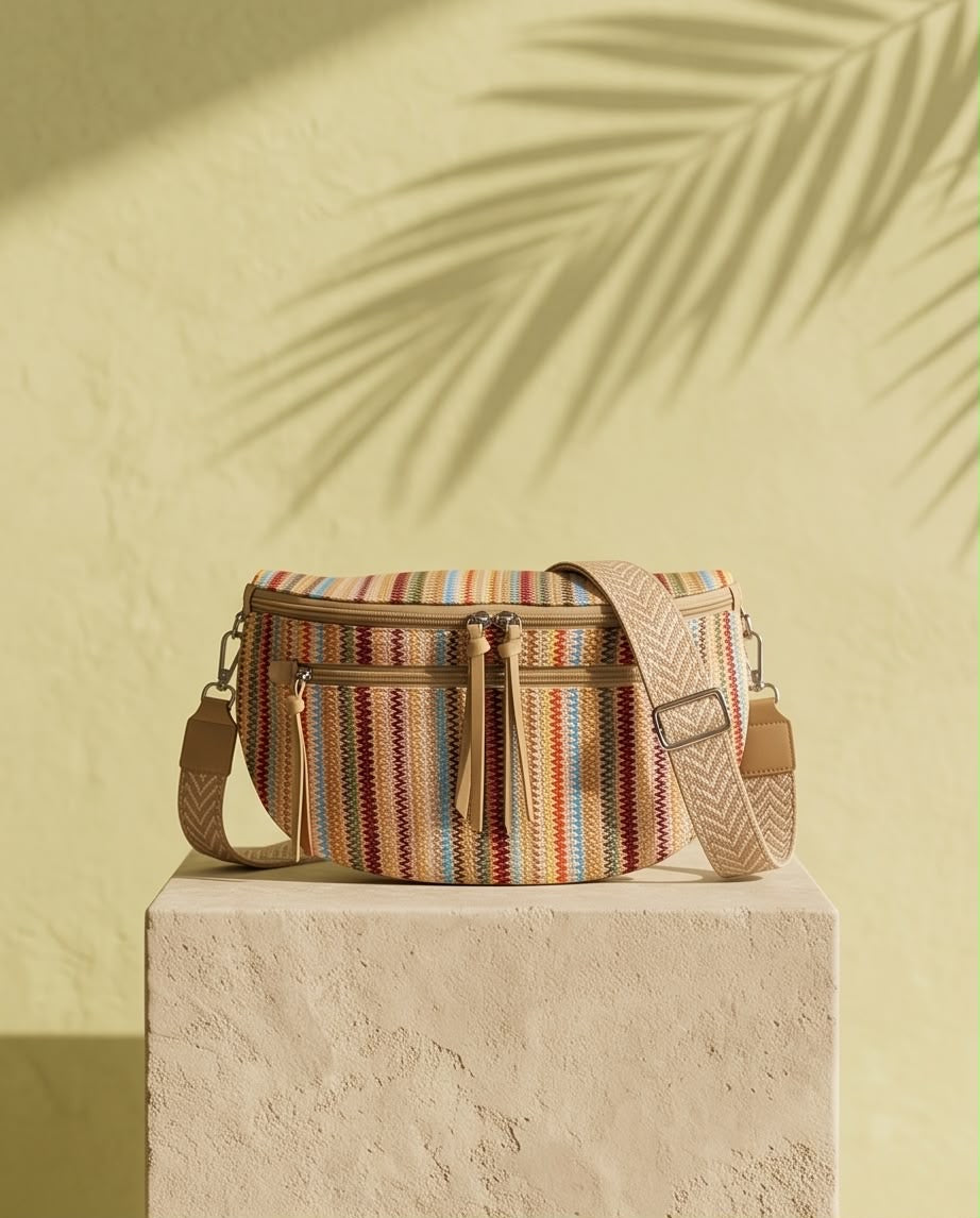 Raffia Slouch Pouch