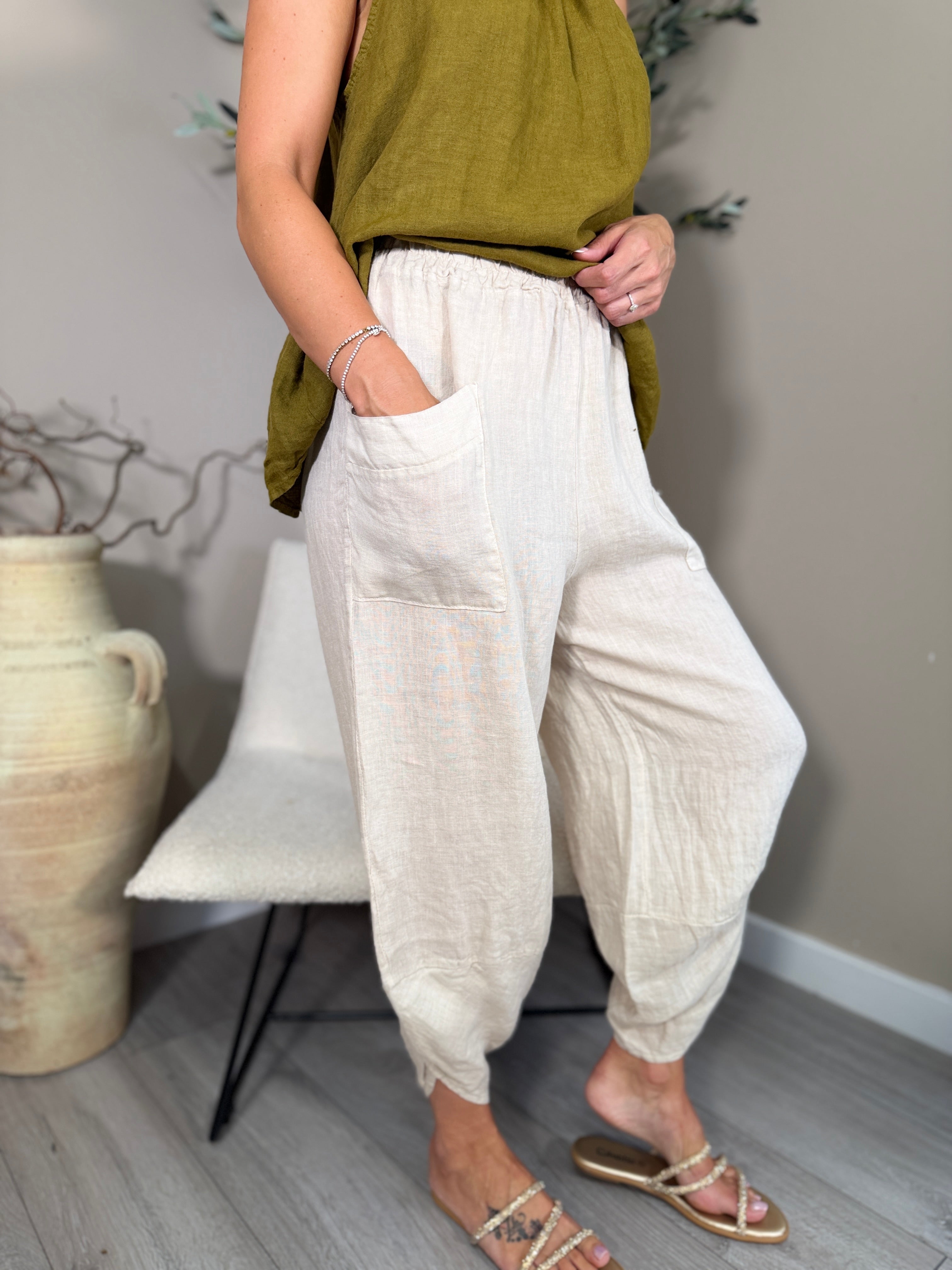 Roma Linen Pocket Trousers