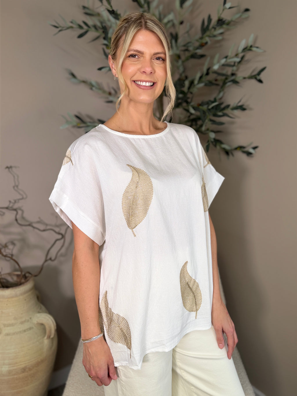Harlow Gold Leaf Top