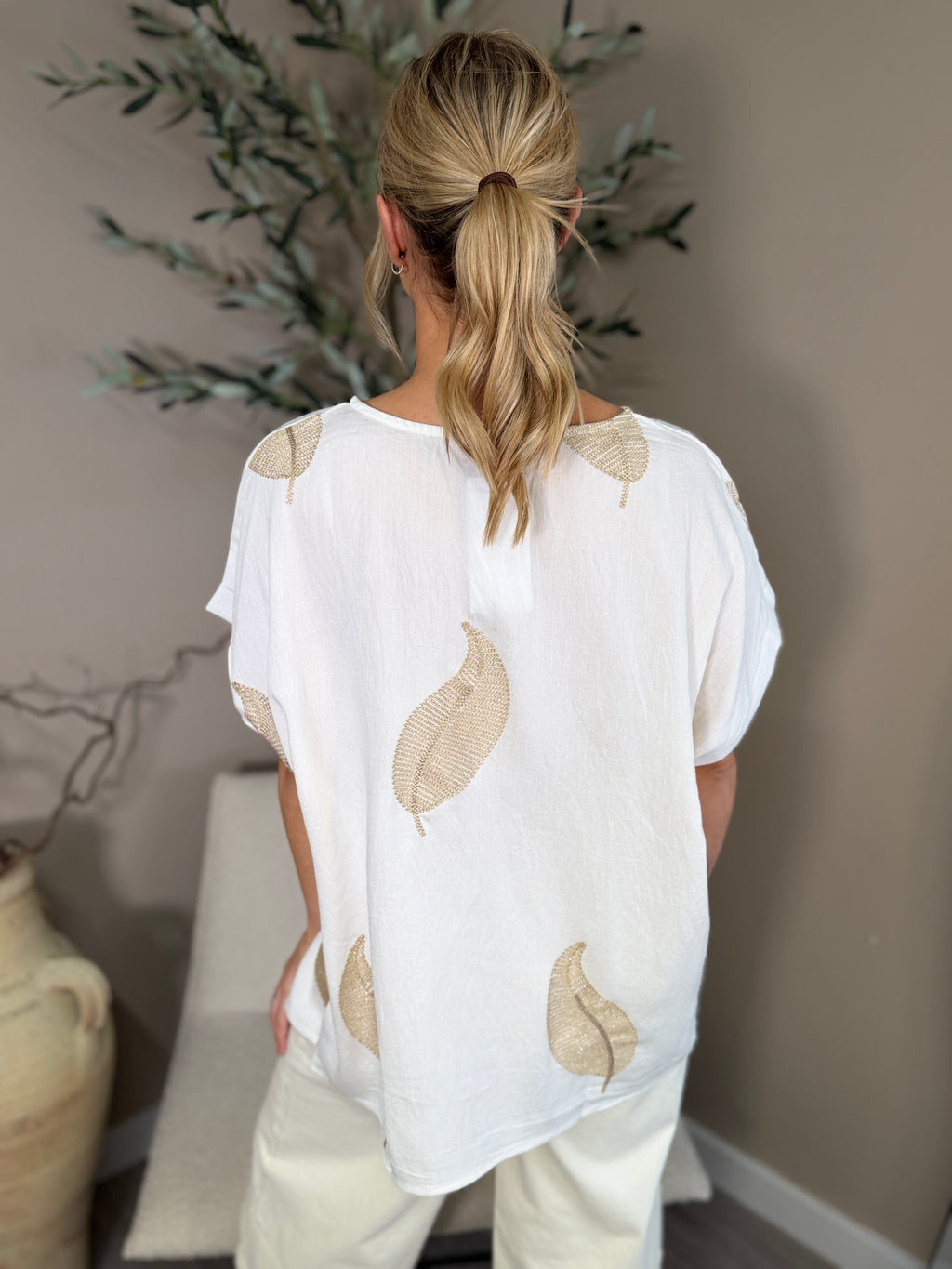 Harlow Gold Leaf Top
