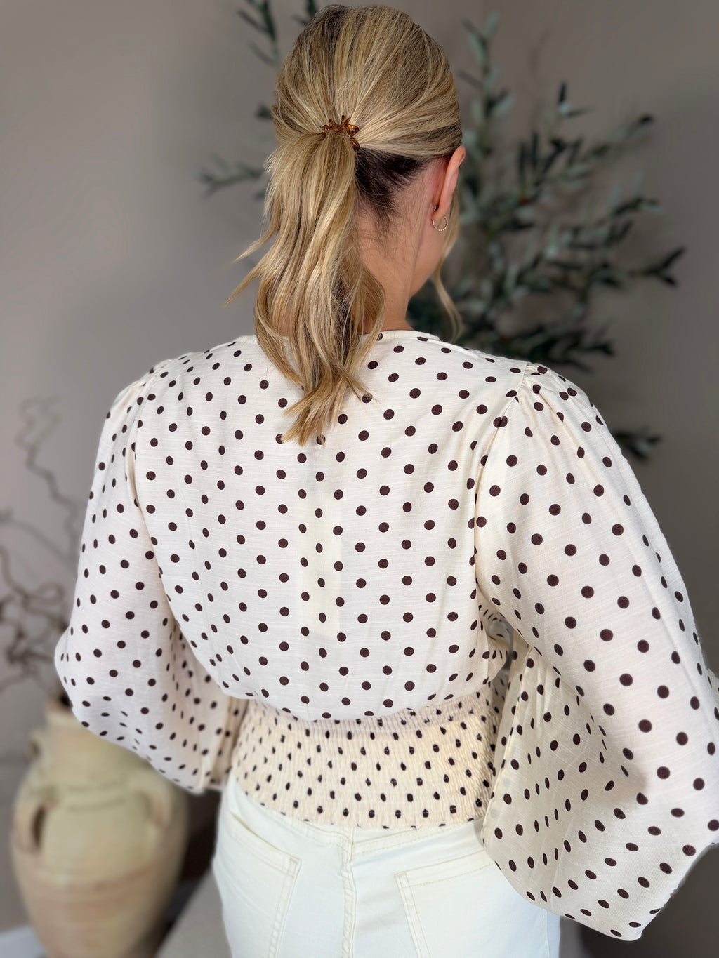 Puff Sleeve Polka Dot Blouse