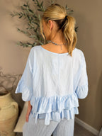 Roma Linen Double Frill Top