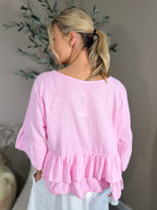 Roma Linen Double Frill Top