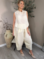 Roma Linen Cowl Neck Top
