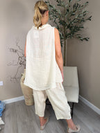 Roma Linen Cowl Neck Top