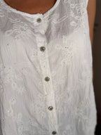 Harlow Button Front Sequin Top
