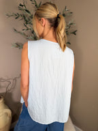 Harlow Button Front Sequin Top