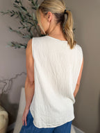 Harlow Button Front Sequin Top