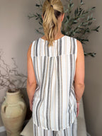 Corfu Stripe Button Top