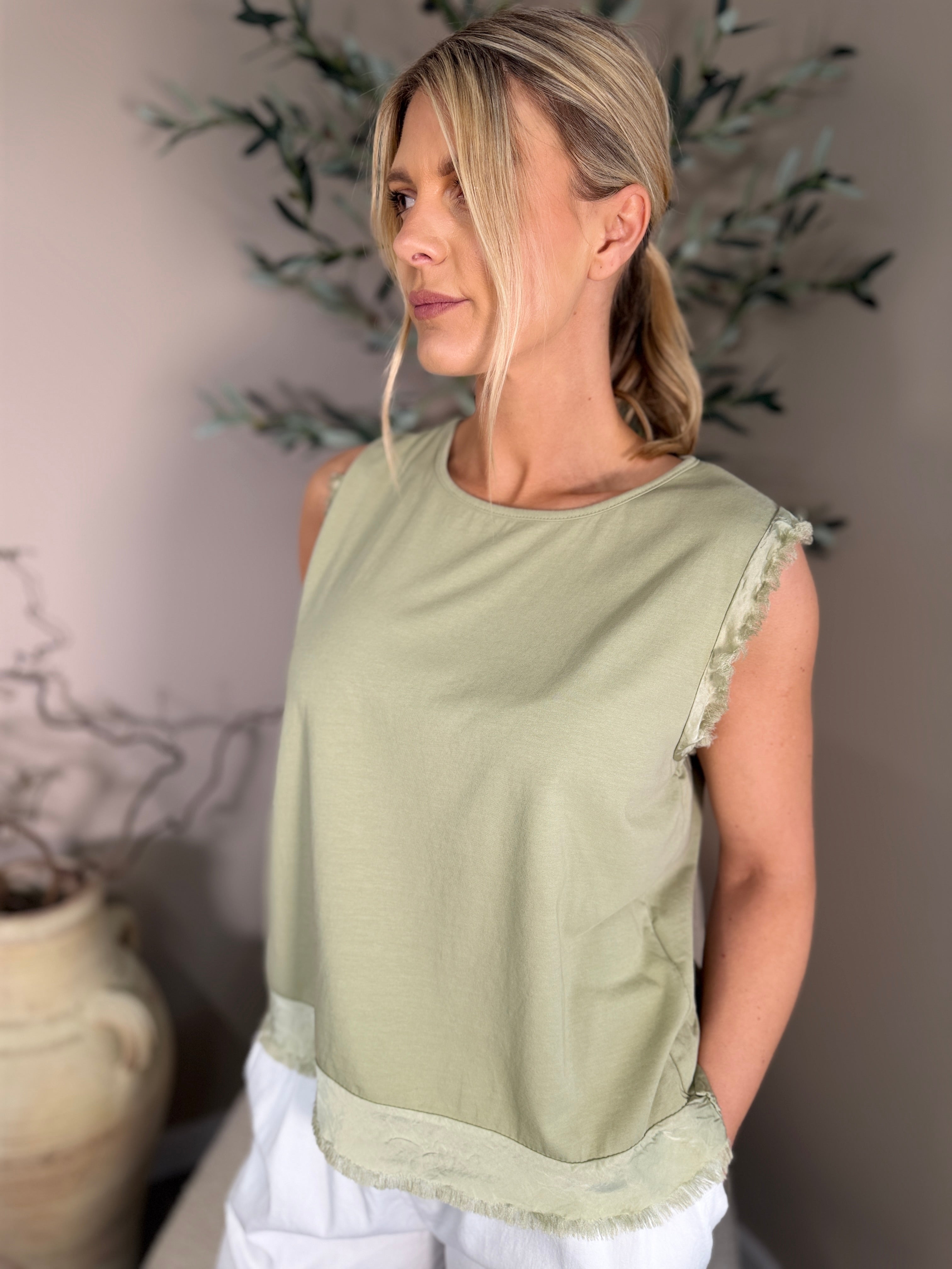 Santorini Satin Frill Tee