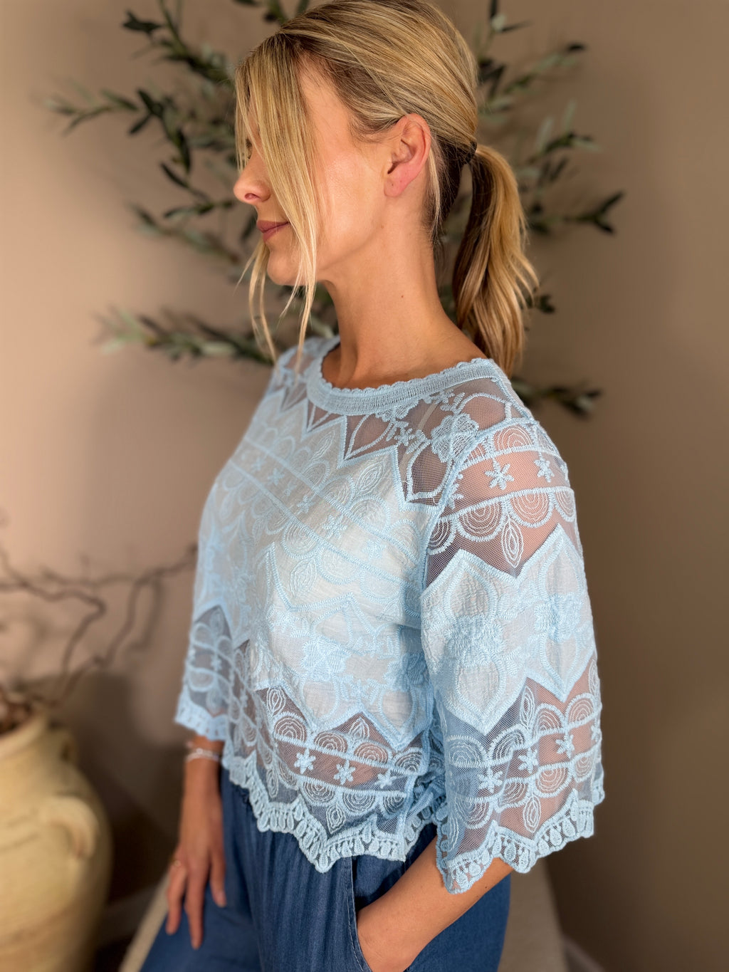Santorini Lace Trim Top