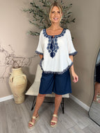 Paisley Belt Denim Shorts