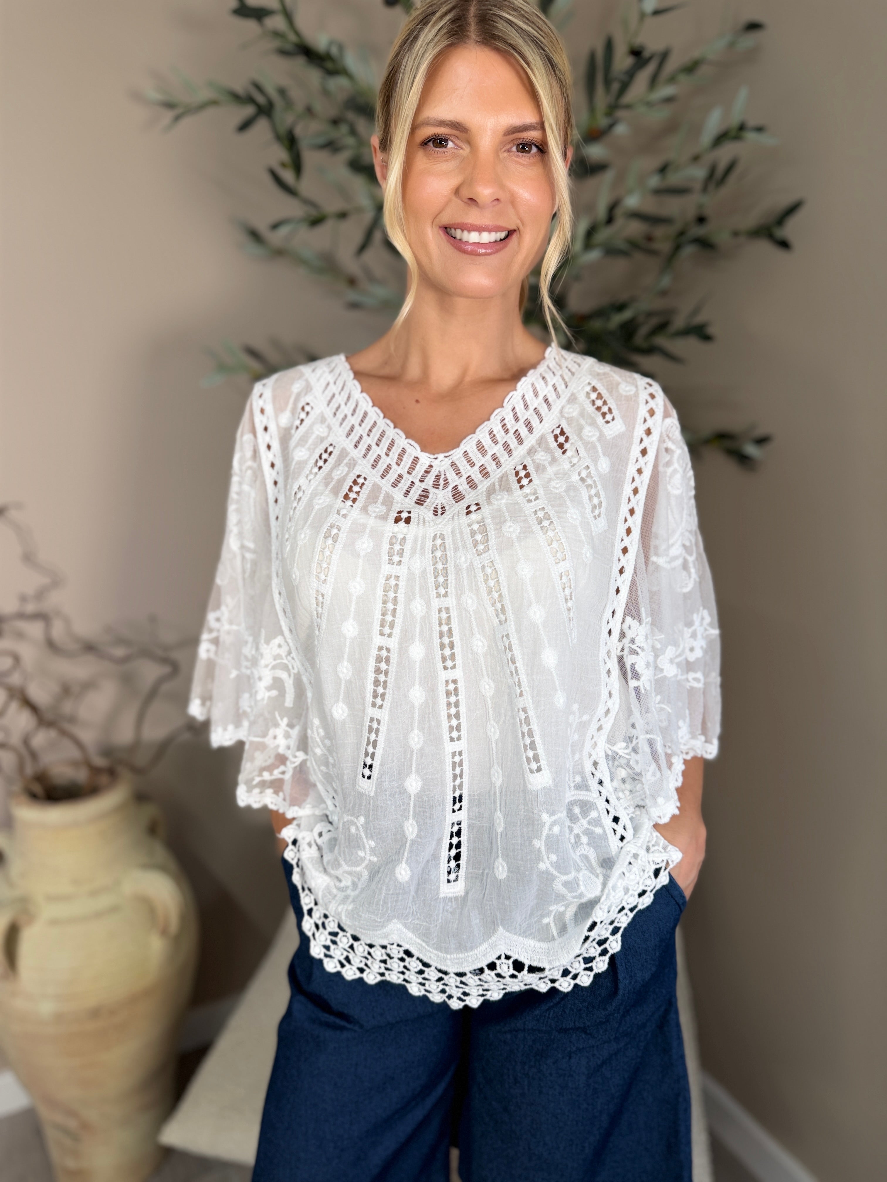 Crete Embroidered Lace Top