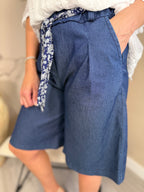 Paisley Belt Denim Shorts