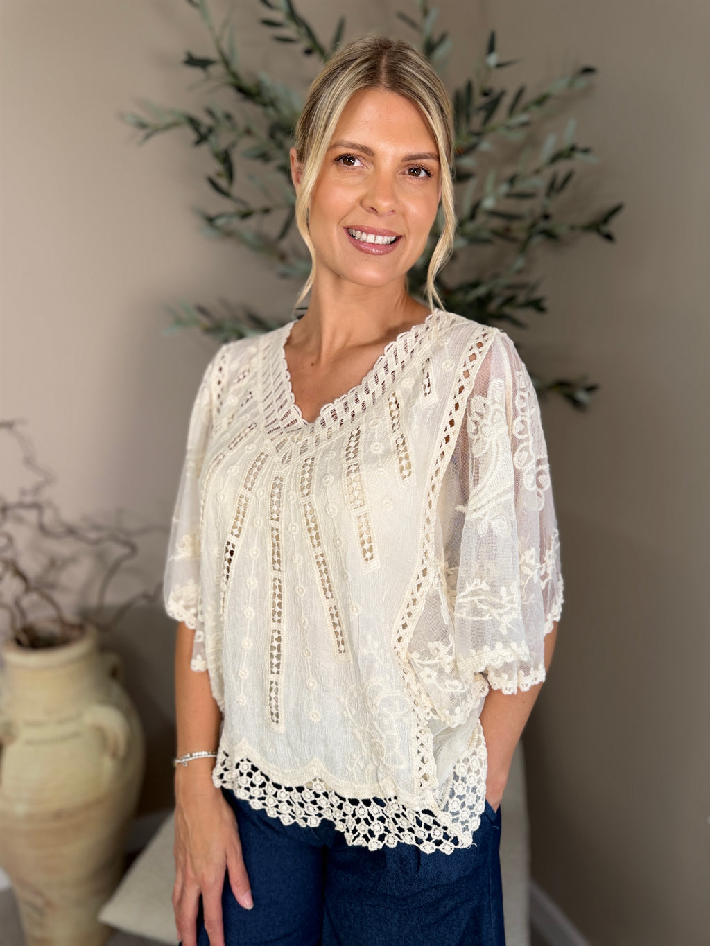 Crete Embroidered Lace Top