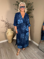 Palm Leaf V Neck Dress