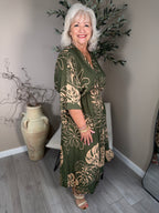 Palm Leaf V Neck Dress