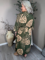 Palm Leaf V Neck Dress