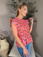 Printed Capri Frill Sleeve Top