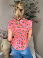 Printed Capri Frill Sleeve Top