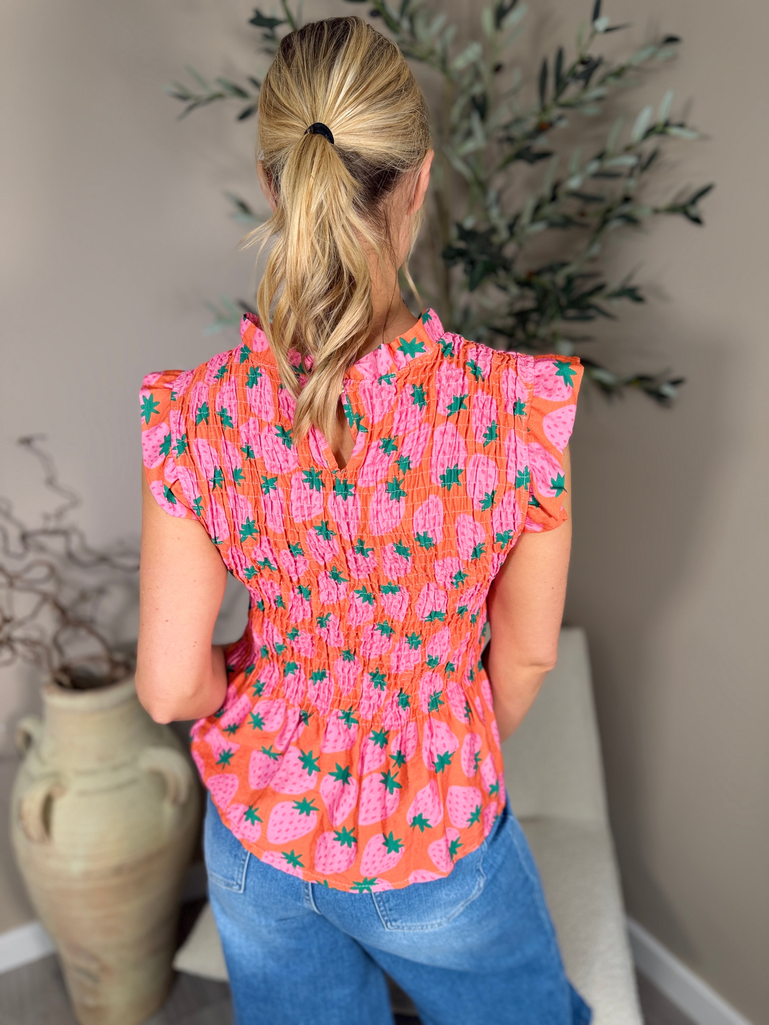Printed Capri Frill Sleeve Top