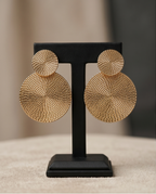Gold Disc Round Earrings