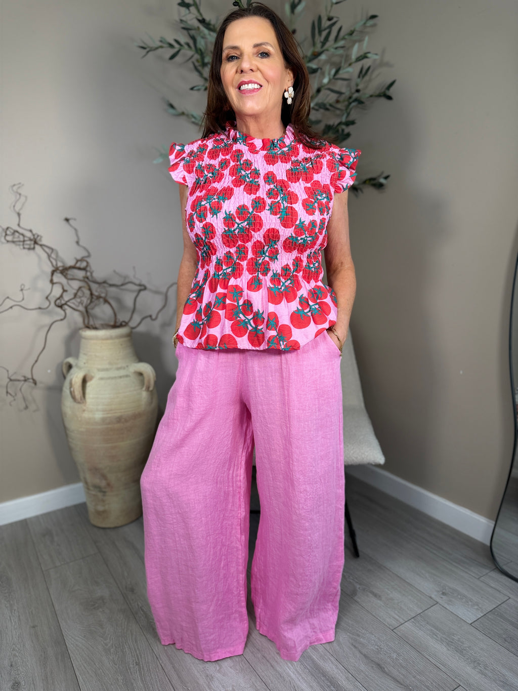 Roma Linen Wide Leg Trousers