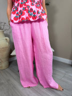 Roma Linen Wide Leg Trousers