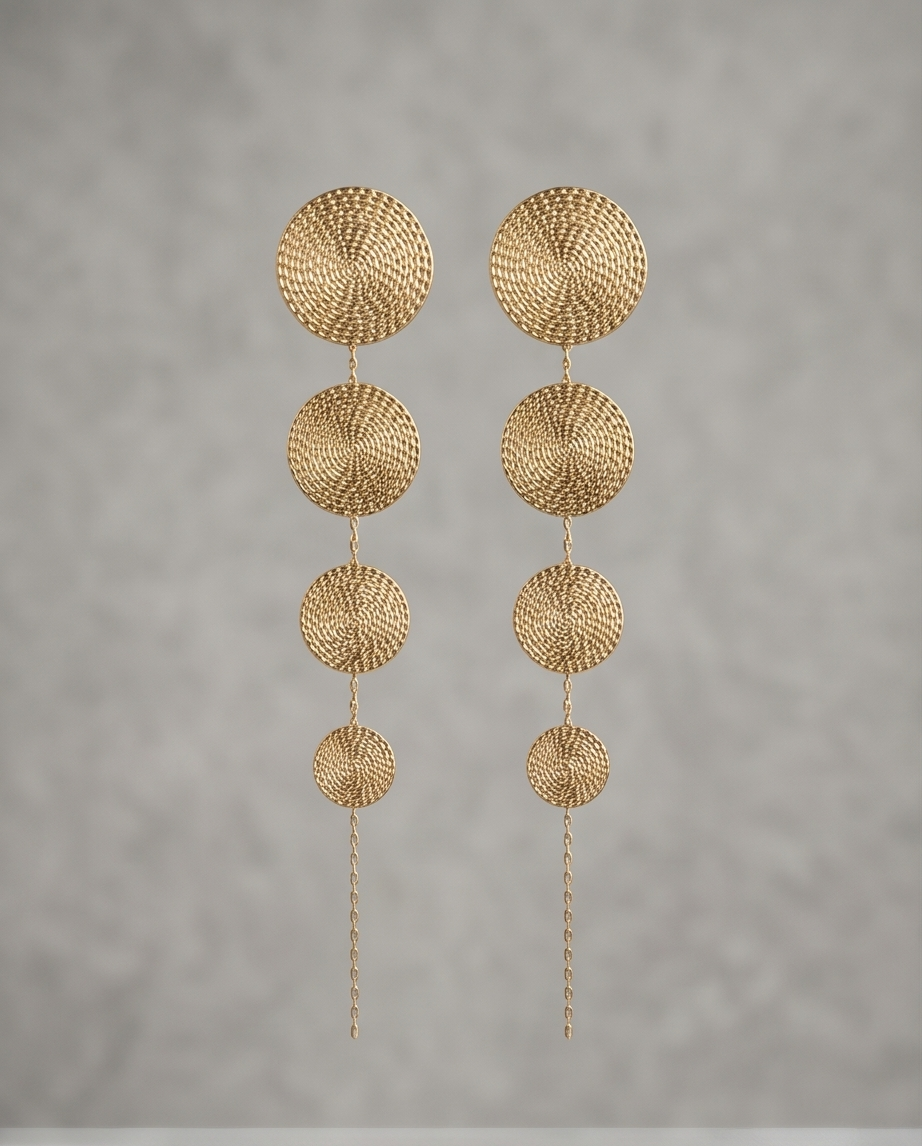 Gold Disc Drop Earrings