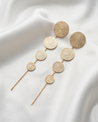 Gold Disc Drop Earrings
