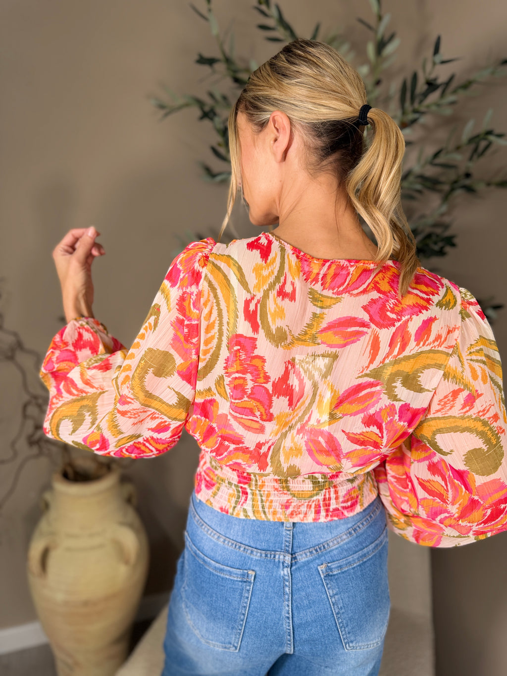 Puff Sleeve Peony Blouse