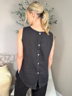 Roma Linen Button Back Sleeveless Top