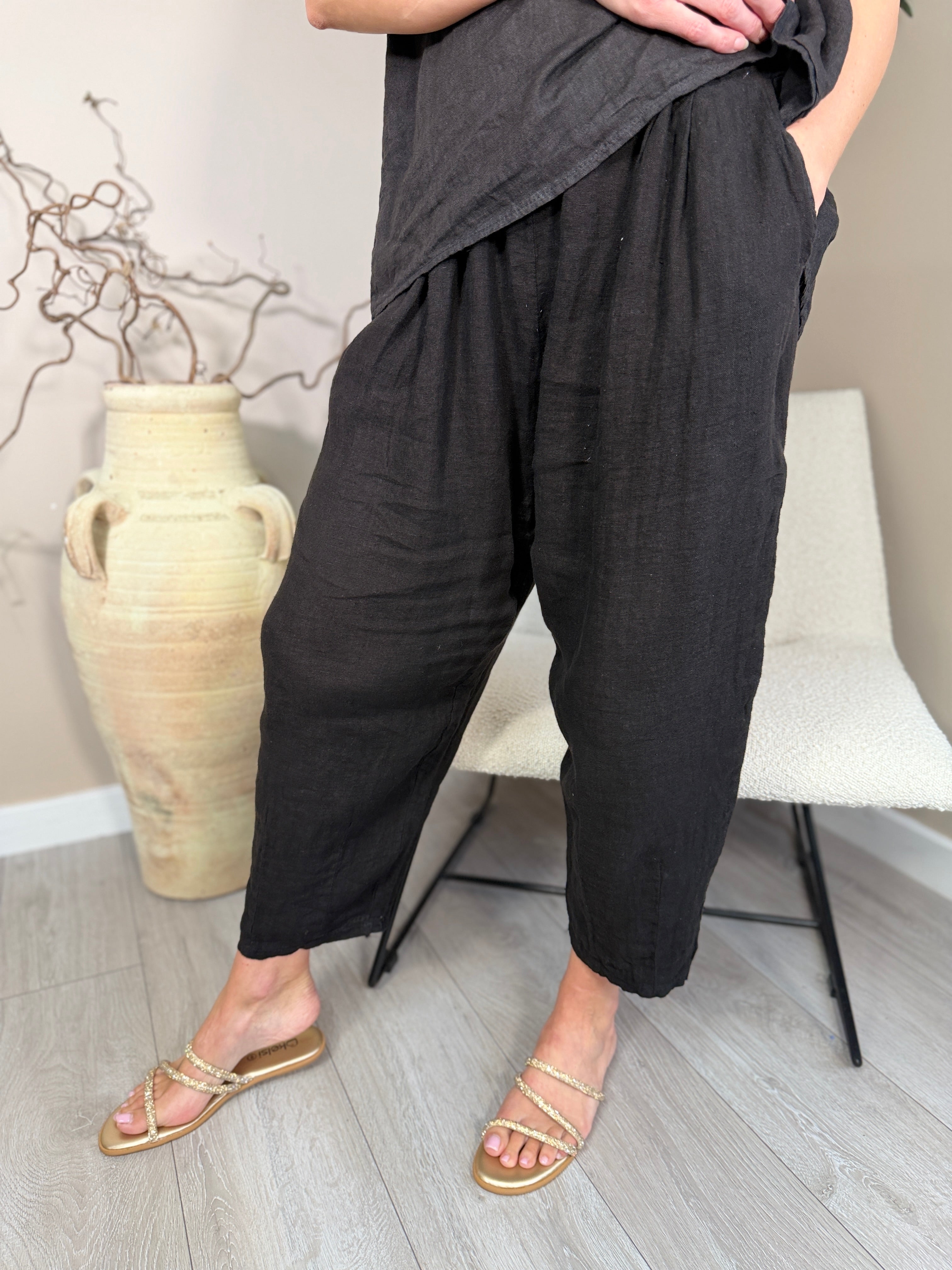 Roma Linen Barrel Trousers
