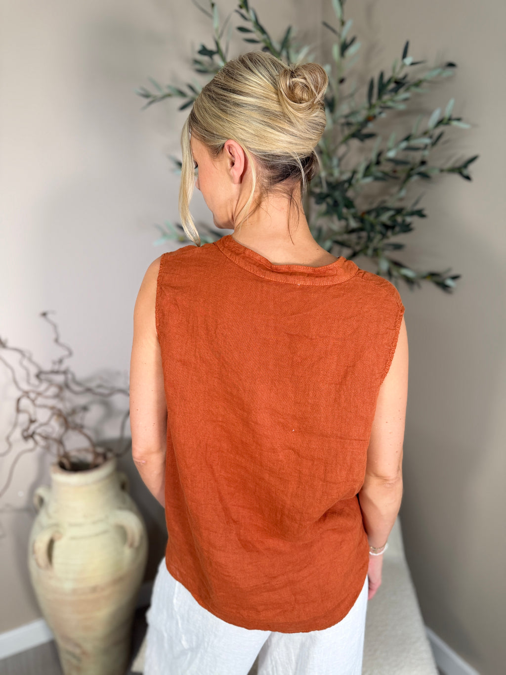 Roma Linen Twist Front Shirt