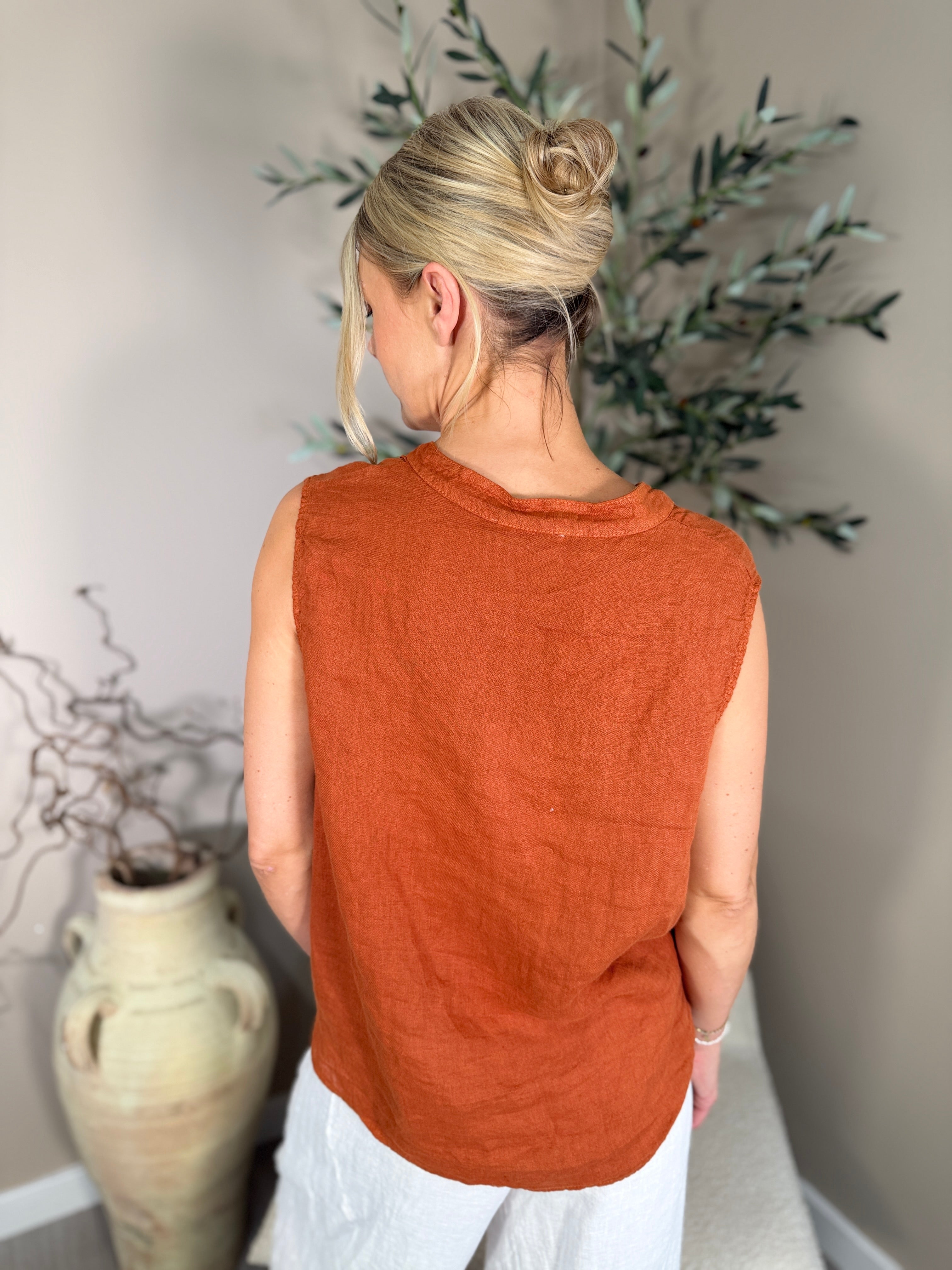 Roma Linen Twist Front Shirt