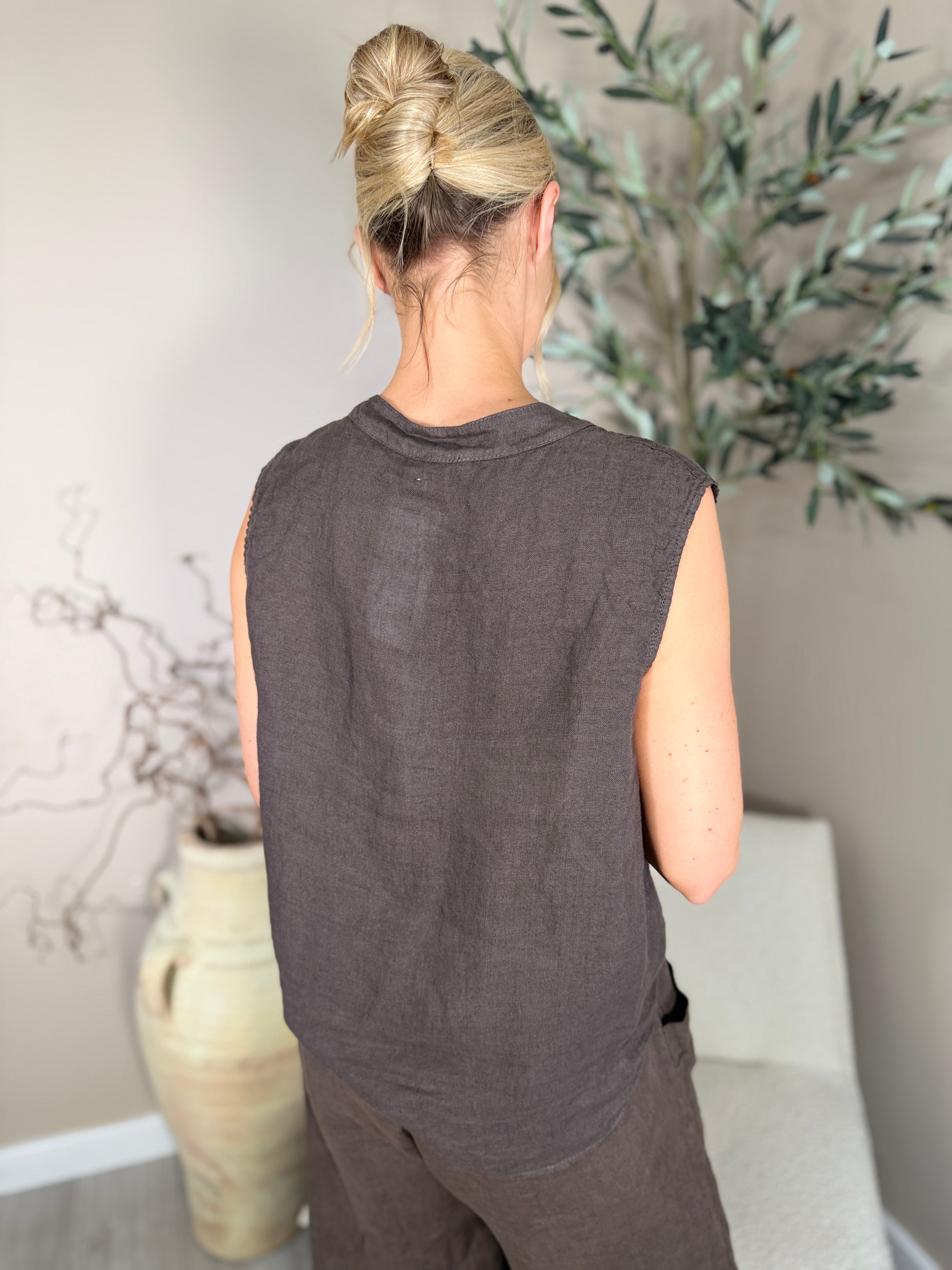 Roma Linen Twist Front Shirt