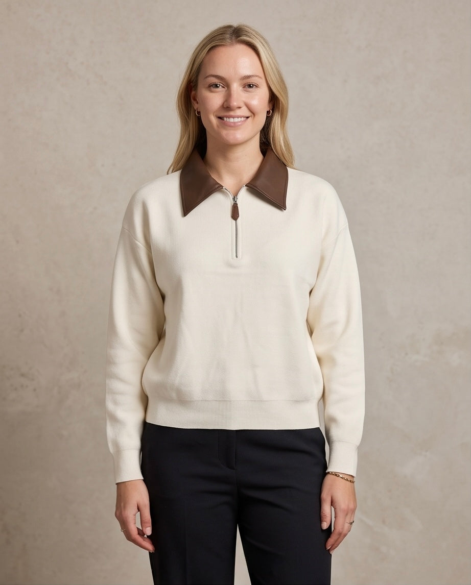 Knightsbridge PU Collar Knit