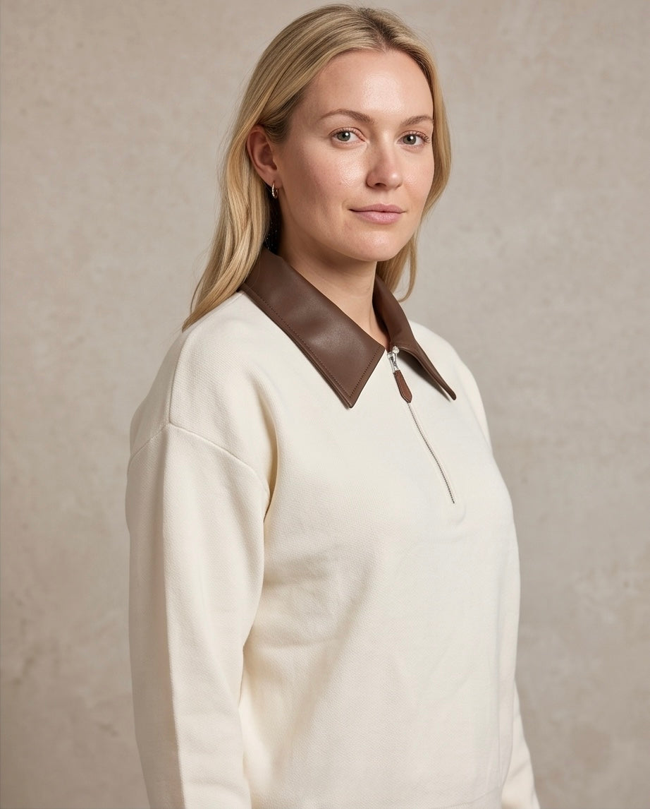 Knightsbridge PU Collar Knit