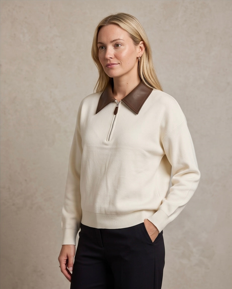 Knightsbridge PU Collar Knit