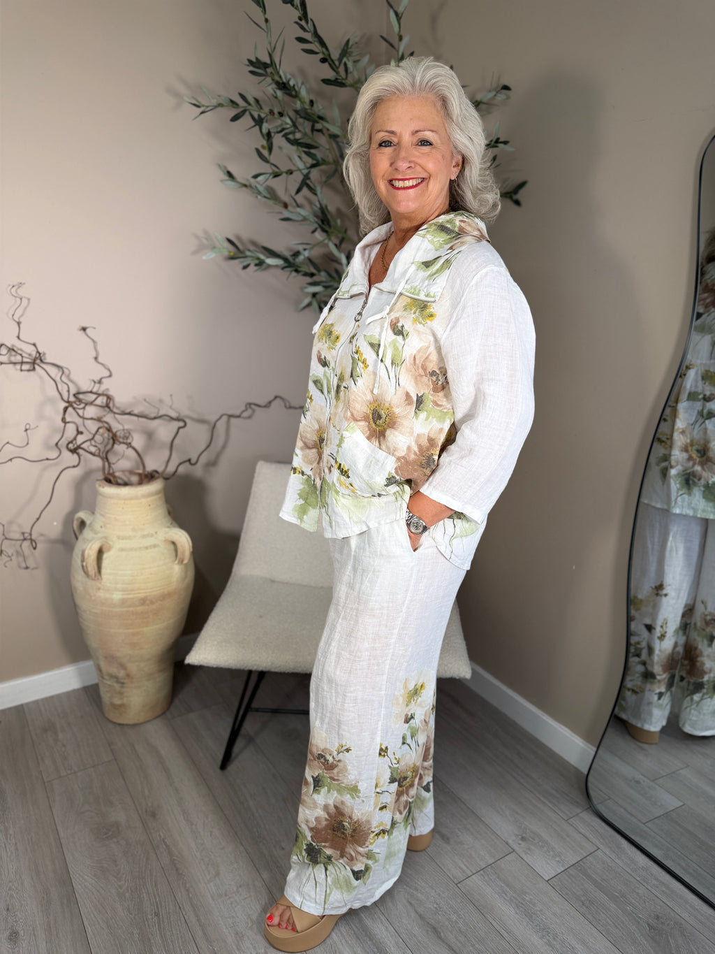 Roma Linen Floral Trousers