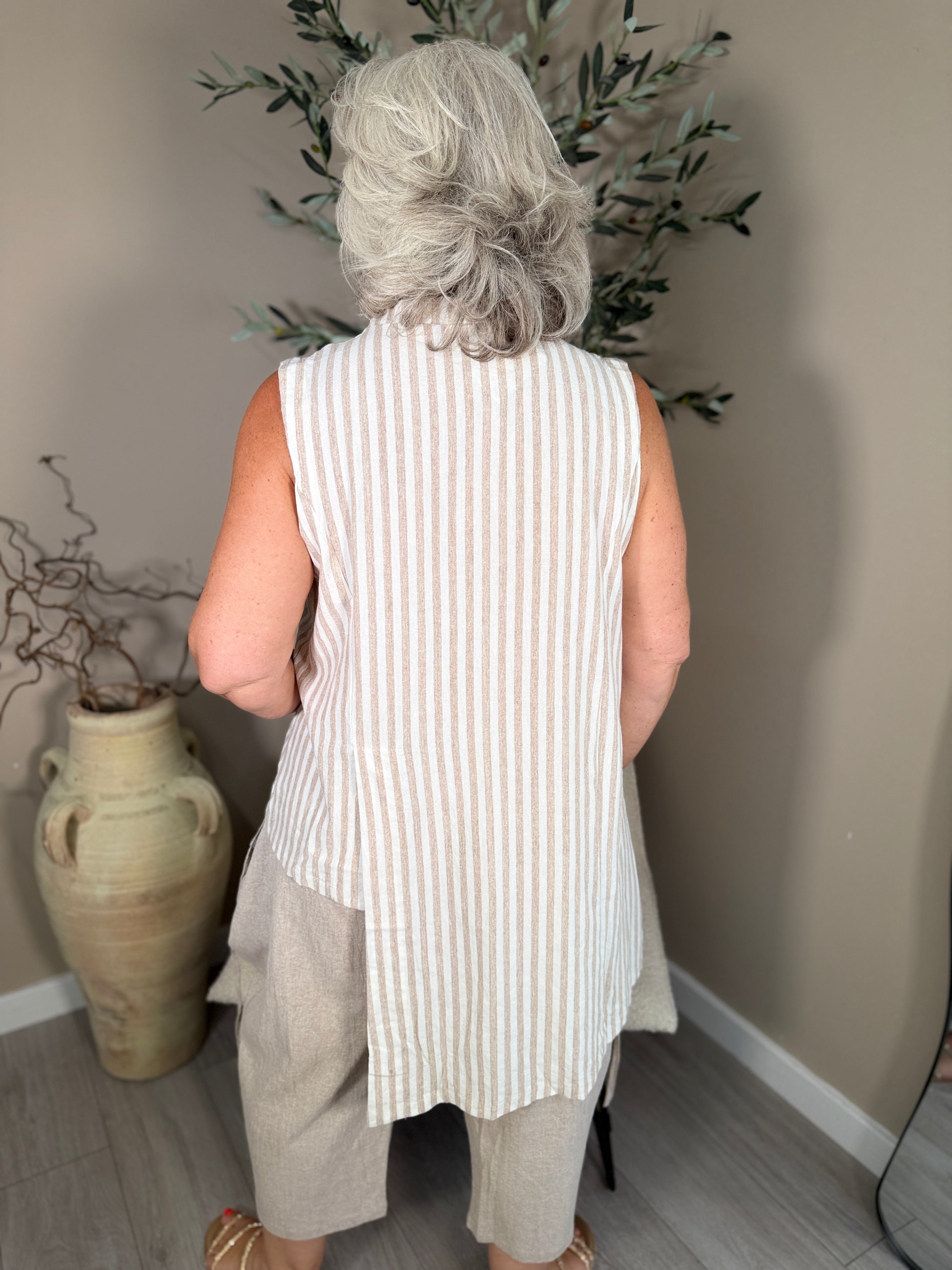 Como Striped Longline Waistcoat