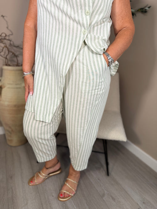 Como Stripe Barrel Trousers