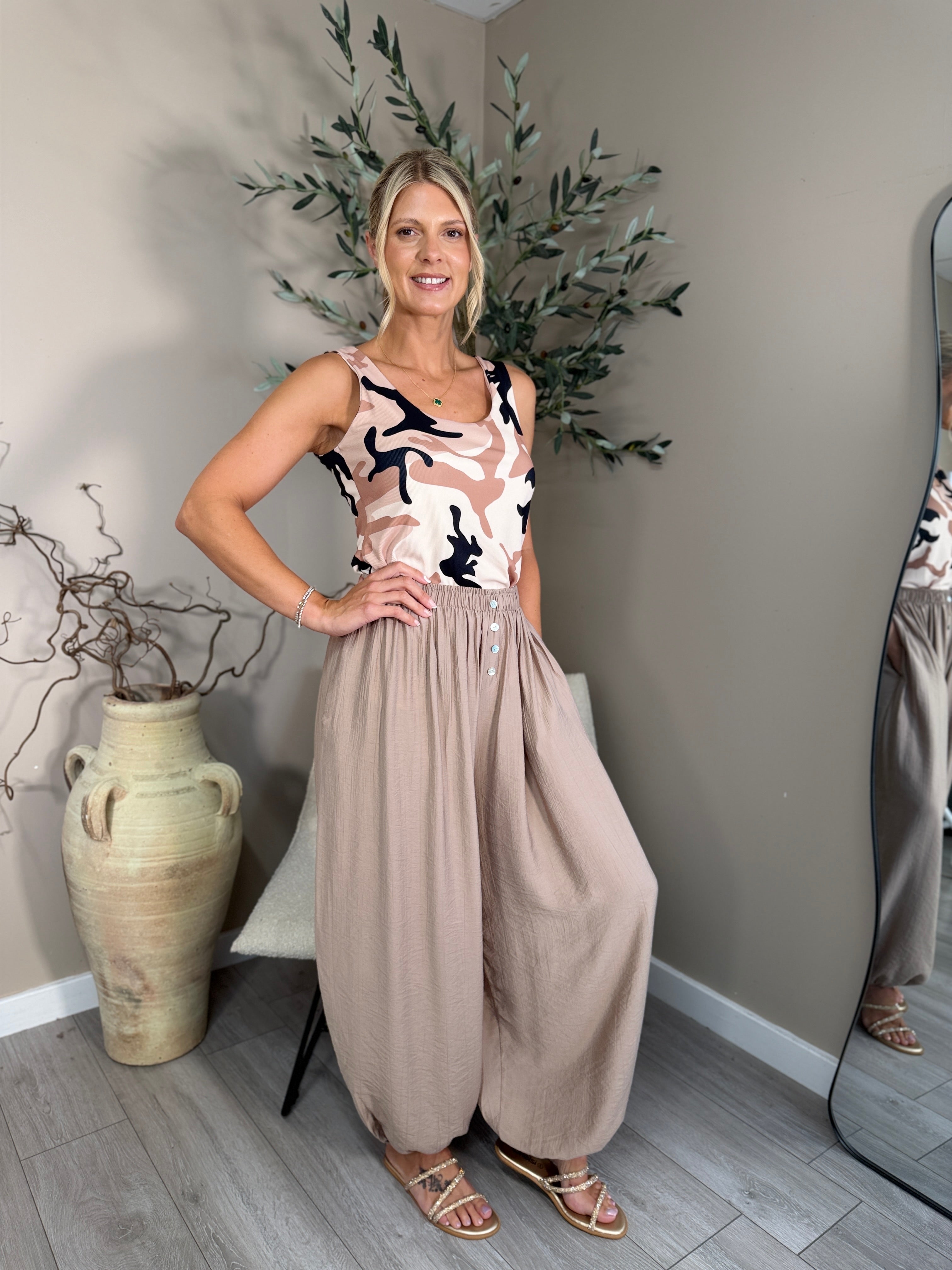Monaco Button Harem Trousers