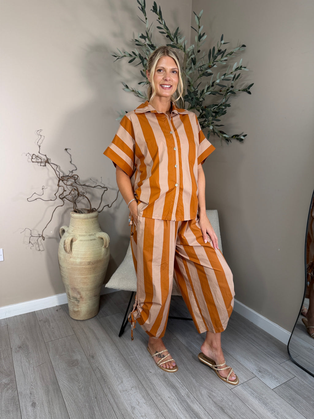 Portland Drawsting Stripe Top
